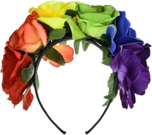 Vista 4 de Diadema de corona floral rosa guirnalda de flores para festival de boda Negro