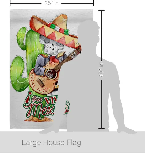 Vista 2 de Que Viva - Bandera de casa de México, fiesta de verano del Cinco de Mayo, cactus y piñata, sombrero para fiesta mexicana al aire libre, pancarta