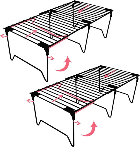 Vista 11 de Juego de 1/2 organizadores para congelador, estantes apilables para congelador Cabinet Organizer Shelves, Foldable Pantry Shelf, Plate, Dish