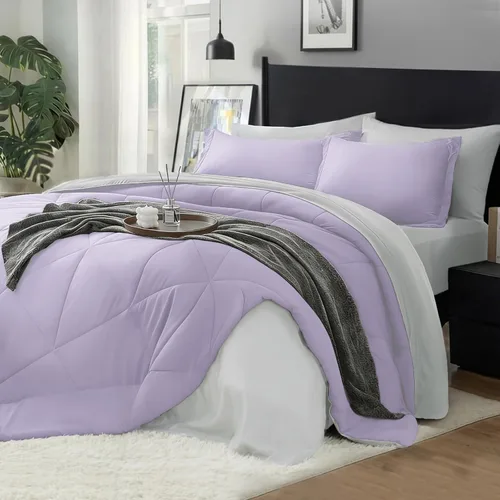 Vista 8 de BEDELITE Juego de ropa de cama con edredón tamaño individual de 5 piezas, reversible, en una bolsa - Juego de cama de lujo suave de microfibra