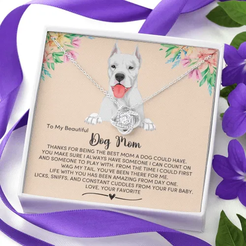 Vista 3 de Dogo Argentino Dog Mom Necklace Present, Jewelry Message Card for My Fur Mum, Dogo Argentino Dog Owner Present, Pet Portrait Necklace