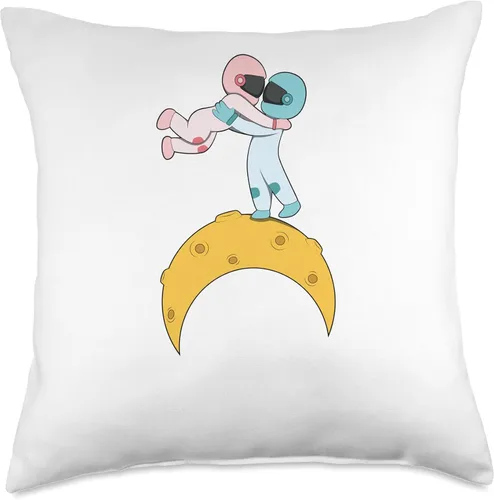Vista 4 de Astronaut Moon And Planet Aparel Almohada de astronauta, luna, astronomía, universo, planeta, 16 x 16 pulgadas, multicolor