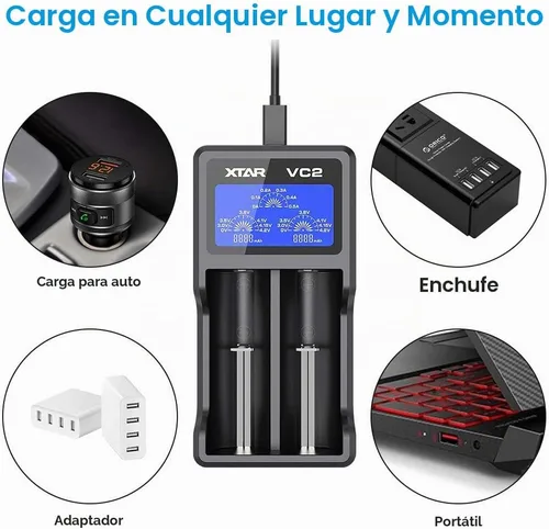 Vista 4 de XTAR Cargador VC2 con pantalla LCD