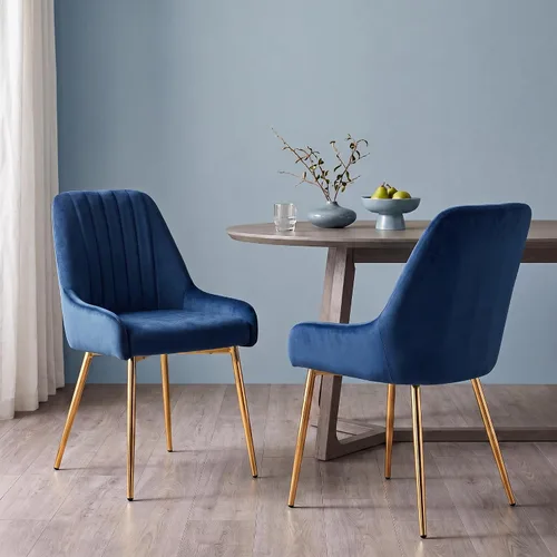 Vista 20 de Juego de 4 sillas de comedor de terciopelo negro, modernas sillas de cocina