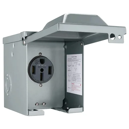 Vista 10 de Caja de toma de corriente RV de 30 amperios y 125 voltios, cerrada, con cerradura, resistente a la intemperie, NEMA TT-30R, panel de receptáculo
