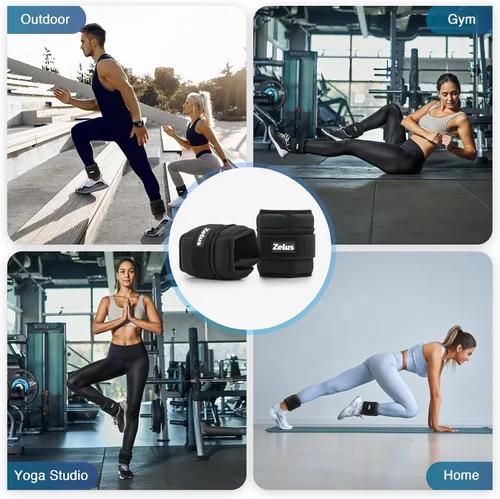 Vista 4 de ZELUS - Pesas de tobillo de hierro blando Z-Fit, 1 par ajustable, 4LB/7LB/10LB para mujeres y hombres, pesas de pierna ultra delgadas con correas