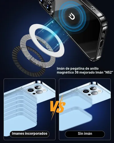 Vista 3 de Anillos adaptadores magnéticos 2 piezas compatibles con MagSafe, para Kindle Pop Socket Magnetic, para accesorios Magsafe y carga inalámbrica