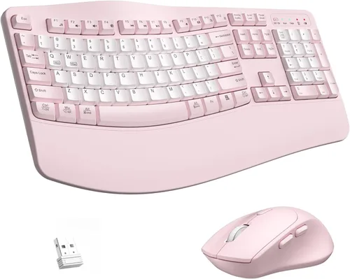 Vista 17 de Combo de teclado y mouse inalámbricos, teclas de onda ergonómicas 2.4G