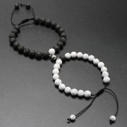 Vista 5 de Pulseras magnéticas a juego con tu novio y novia con cuentas para mujeres, hombres, amantes de los mejores amigos, pulseras de conexión para regalo