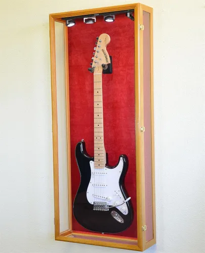 Vista 3 de sfDisplay,LLC. Vitrina de guitarra de visión clara Soporte acústico para gabinete eléctrico (acabado negro, fondo negro)