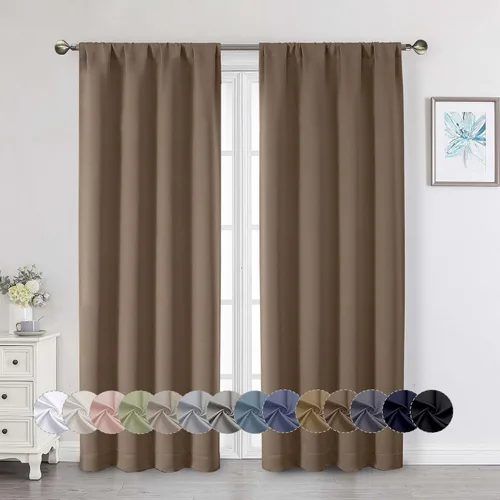 Vista 39 de Cortinas opacas para dormitorio, sala de estar, juego de 2 paneles de 54 pulgadas de largo, cortinas de oscurecimiento de habitación con aislamiento
