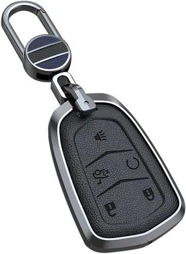 Vista 13 de ontto Funda de cuero de 4 botones compatible con Cadillac Smart Remote Key Shell Metal Key Case para SRX XT4 XT5 XT6 CTS CT6 ATS XTS Accesorios
