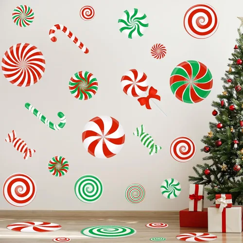 Vista 7 de 126 calcomanías de caramelo, decoraciones de pared de menta, calcomanías de PVC para suelo de caramelo, calcomanías de pared para decoración