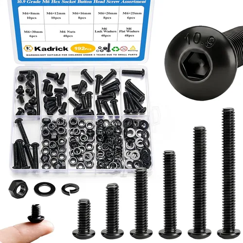 Vista 24 de Kadrick 1230 piezas de tornillos de acero inoxidable 304, surtido métrico M2 M3 M4 M5, kit de pernos de cabeza hexagonal de botón de 4mm-20mm