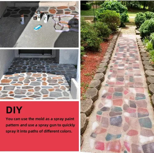 Vista 6 de Anothera Moldes reutilizables para caminos de hormigón de 17 x 17 x 1.6 pulgadas, moldeo de piedra Pathmate, pavimentadora de patio, césped, jardín