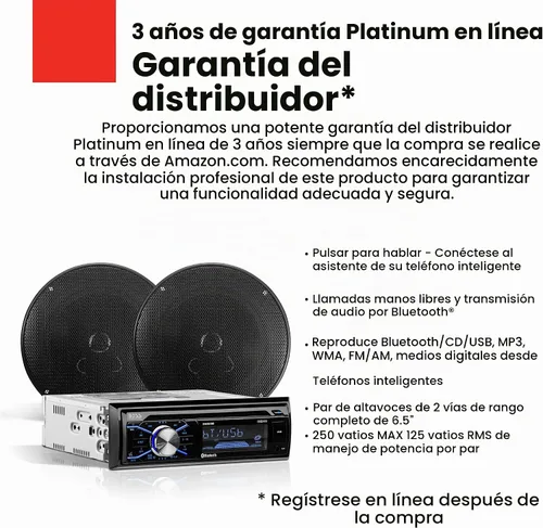 Vista 2 de BOSS Audio Systems 656BCK - Paquete estéreo para automóvil - Din único, Bluetooth, CD MP3 USB AM Radio FM, altavoces de rango completo de 6.5