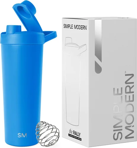 Vista 25 de Simple Modern - Botella agitadora de acero inoxidable con bola de 24 onzas Taza metálica aislada para mezclas de proteínas, batidos y Negro