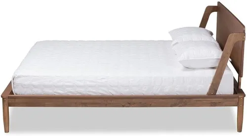 Vista 9 de Baxton Studio Sadler Mid-Century - Cama de plataforma moderna de madera con acabado marrón nogal ceniza