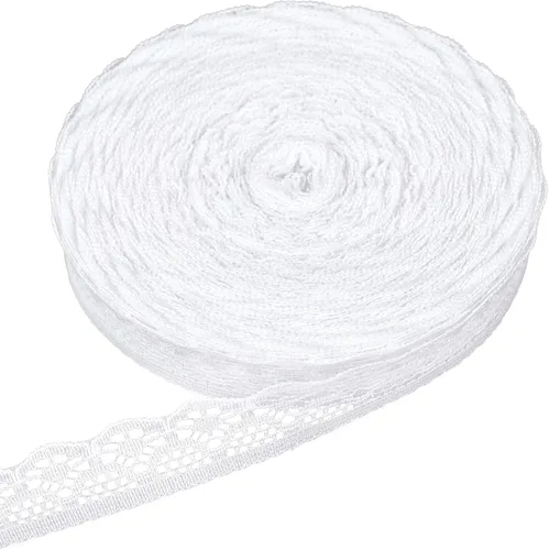 Vista 7 de VGOODALL Rollo de Cinta de Encaje Blanco de 30 Yardas, Ribete de Encaje para Costura, Manualidades, Encaje para Envolver Regalos, Decoración