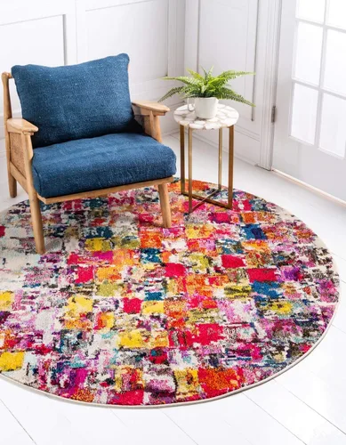 Vista 11 de Tapete Unique Loom colección Jardin para múltiples áreas, abstracta, vibrante, Polipropileno, Multi/Beige
