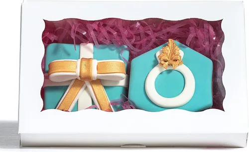 Vista 2 de RomanticBaking Paquete de 12 cajas de galletas autoemergentes para 2 galletas de 7 x 4 3/8 pulgadas x 1 1/2 pulgadas, cajas de panadería de papel
