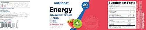 Vista 7 de Nutricost Energy Complex Polvo (Strawberry Kiwi) 10.58 oz, 60 porciones
