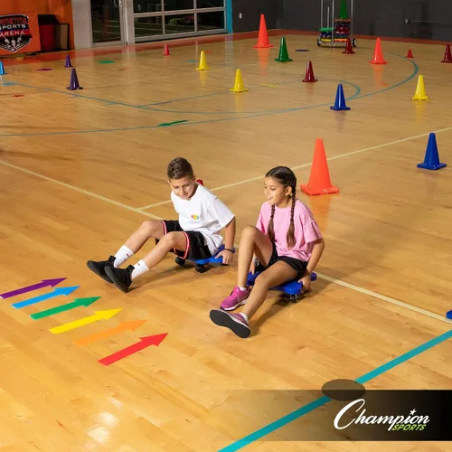 Vista 7 de Champion Sports marcadores polivinílicos de 10 pulgadas para objetivos. Ideales para entrenamientos y simulacros. Juego de 6 en verde, naranja