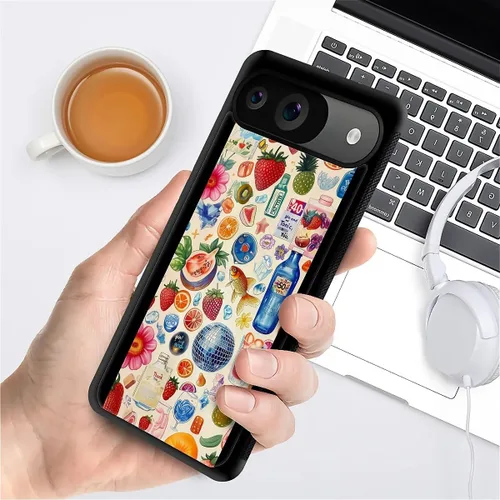 Vista 413 de Compatible con Google Pixel 4A 5G Mobile Case Creative Acrylic Panel trasero Silicona Protección Grip especialmente diseñado para Google Pixel 4A 5G