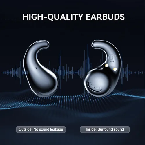 Vista 5 de Auriculares pequeños invisibles para dormir de lado, auriculares inalámbricos Bluetooth planos, con enmascaramiento de ruido, auriculares discretos