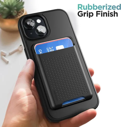 Vista 9 de ENCASED MAG - Juego de cartera, diseñado para iPhone 15 con tarjetero - Diseño magnético extraíble, negro mate (compatible con MagSafe)