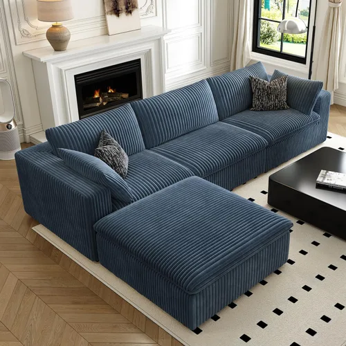 Vista 11 de LoveSeat Cloud Couch Sofá Seccional Modular para Sala de Estar, Sofá Moderno con Asiento Profundo, Sofá de 2 Plazas Sin Huesos con Otomana, Cómodos