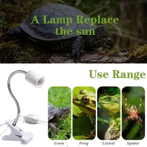 Vista 5 de Lámpara de calor para reptiles, 360 de cerámica E27/E26 Clip de luz con cable de 6.96 pies con interruptor regulable para lectura, cultivo