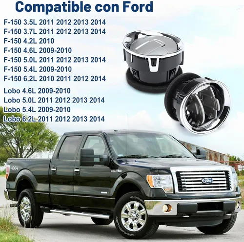 Vista 5 de FEXON Rejillas delanteras interiores para salpicadero, calefactor de CA cromado, compatible con Ford F150 F-150 Lobo 9L3Z-19893-CA 2009-2014, 4