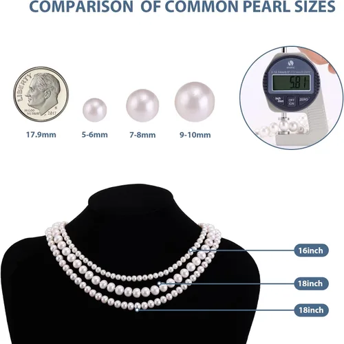 Vista 2 de WEEYICO Collares de perlas blancas para mujer, gargantilla de perlas para hombre, collares de perlas cultivadas en agua dulce, grado AAA