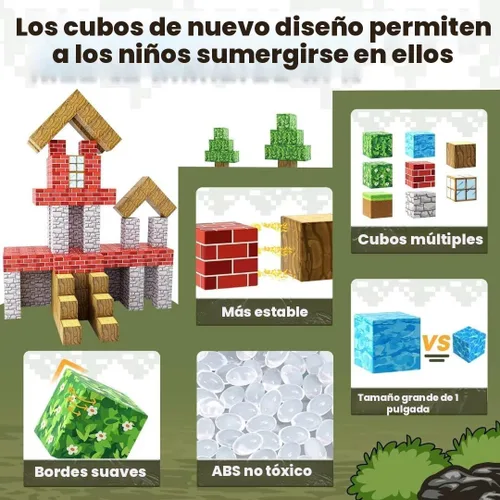 Vista 3 de Bloques Magnéticos - Construye Mi Mundo Magnético, Juguetes Magnéticos Artesanales para Niños y Niñas de 3-4, 4-5, 6-8 Años, Juguetes Sensoriales