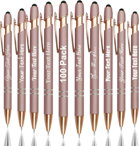 Vista 47 de Hasta 300 bolígrafos personalizados a granel con nombre personalizado con grabado gratis, puntas de lápiz capacitivo grabado, bolígrafo