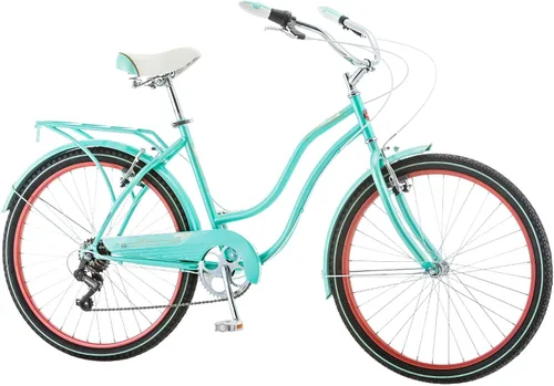 Vista 3 de Schwinn Perla Cruiser Bike, bicicleta de 26 pulgadas para mujeres y hombres, bicicleta de crucero de playa de 7 velocidades, frenos de tracción