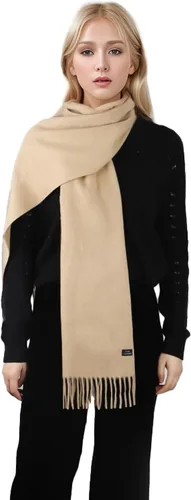 Vista 2 de Cashmere Scarf 100% Cashmere Fringed Edges Scarves large size Warm & Soft Colors Available in Solid