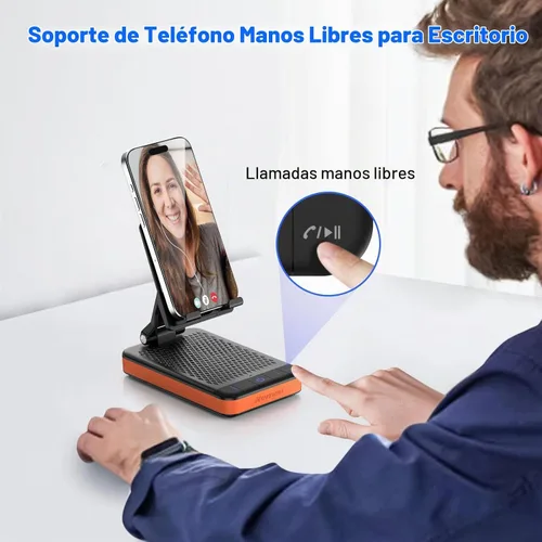 Vista 4 de JTEMAN Altavoz Bluetooth con soporte de teléfono de carga, portátil