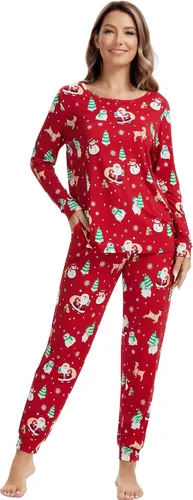 Vista 59 de NACHILA Women's Pajamas Set-Viscose Made from Bamboo, Long Sleeve Sleepwear Top with Pants Comfy Pajama Soft 2 Piece Pjs B-aqua Green