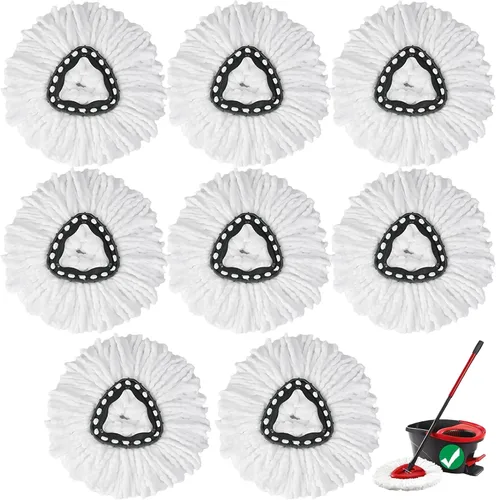 Vista 10 de 4 piezas de cabezal de repuesto para fregona giratoria, 100% cabezales de trapeador de microfibra compatibles con fregona giratoria triangular
