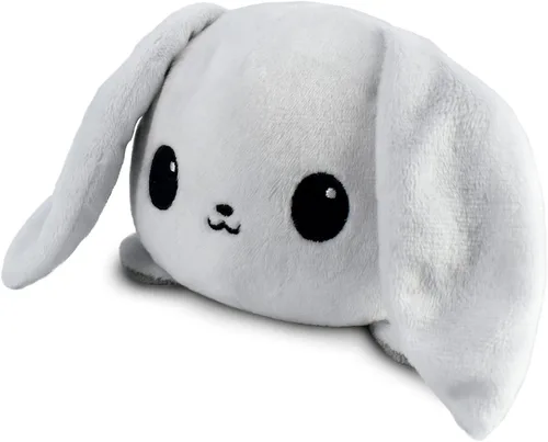 Vista 2 de TeeTurtle - Peluche reversible de conejo blanco y gris, 4 pulgadas Gris + Conejito Blanco