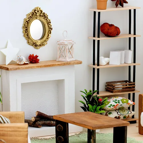 Vista 8 de Totority - Mini espejo clásico, accesorio para casa de muñecas para modelos de micro escena, modelo de espejo en miniatura para decoración de mini