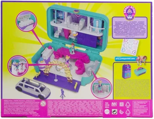 Vista 6 de Polly Pocket Hidden Places Dance Par-taay! Estuche con tema de baile, muñecas y accesorios
