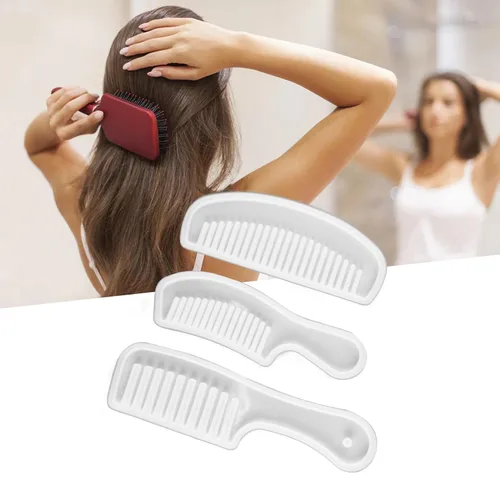 Vista 2 de Peine de resina de fundición de resina translúcida de dientes anchos para el cabello, juego de 3 piezas para hacer joyas de bricolaje