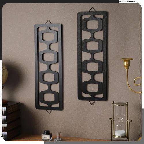 Vista 3 de CroBlissful 2 piezas de arte de pared moderno de mediados de siglo, madera, acentos decorativos de elegancia de mediados de siglo, escultura