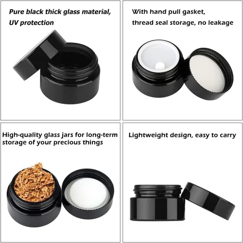 Vista 3 de 12 frascos de vidrio pequeños de protección UV de 0.18 oz con tapas, reutilizables, 0.2 fl oz, botella de vidrio negra para alimentos, mini