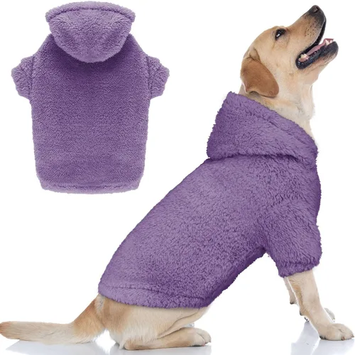 Vista 7 de Suéteres mullidos para perros medianos, suéter con capucha para perro, ropa cálida, suave y acogedora, abrigos para mascotas, sudadera con capucha