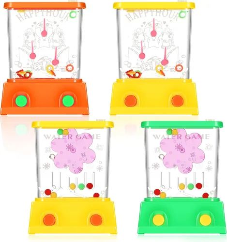 Vista 5 de Gejoy Juego de 4 piezas de juguetes de agua de mano para canasta de Pascua para niños, juego de mano para lanzar anillos de agua, mini retro