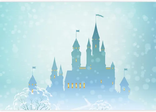 Vista 2 de IDEA4WALL Adhesivo mural removible para pared, diseño de castillo mágico de nieve y ciencia ficción, arte moderno, paisaje decorativo para sala